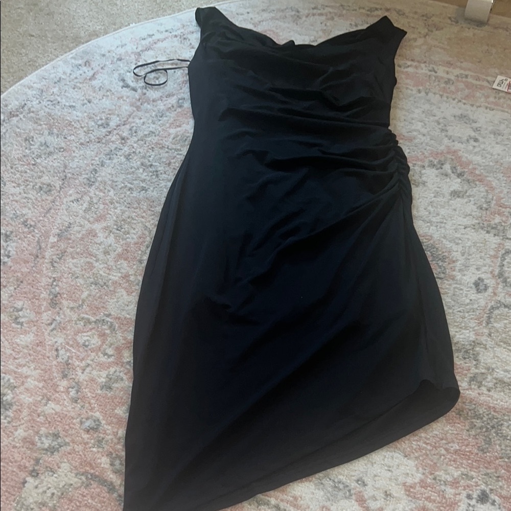 Sam Edelman Black Ruched Asymmetrical Cocktail Dress